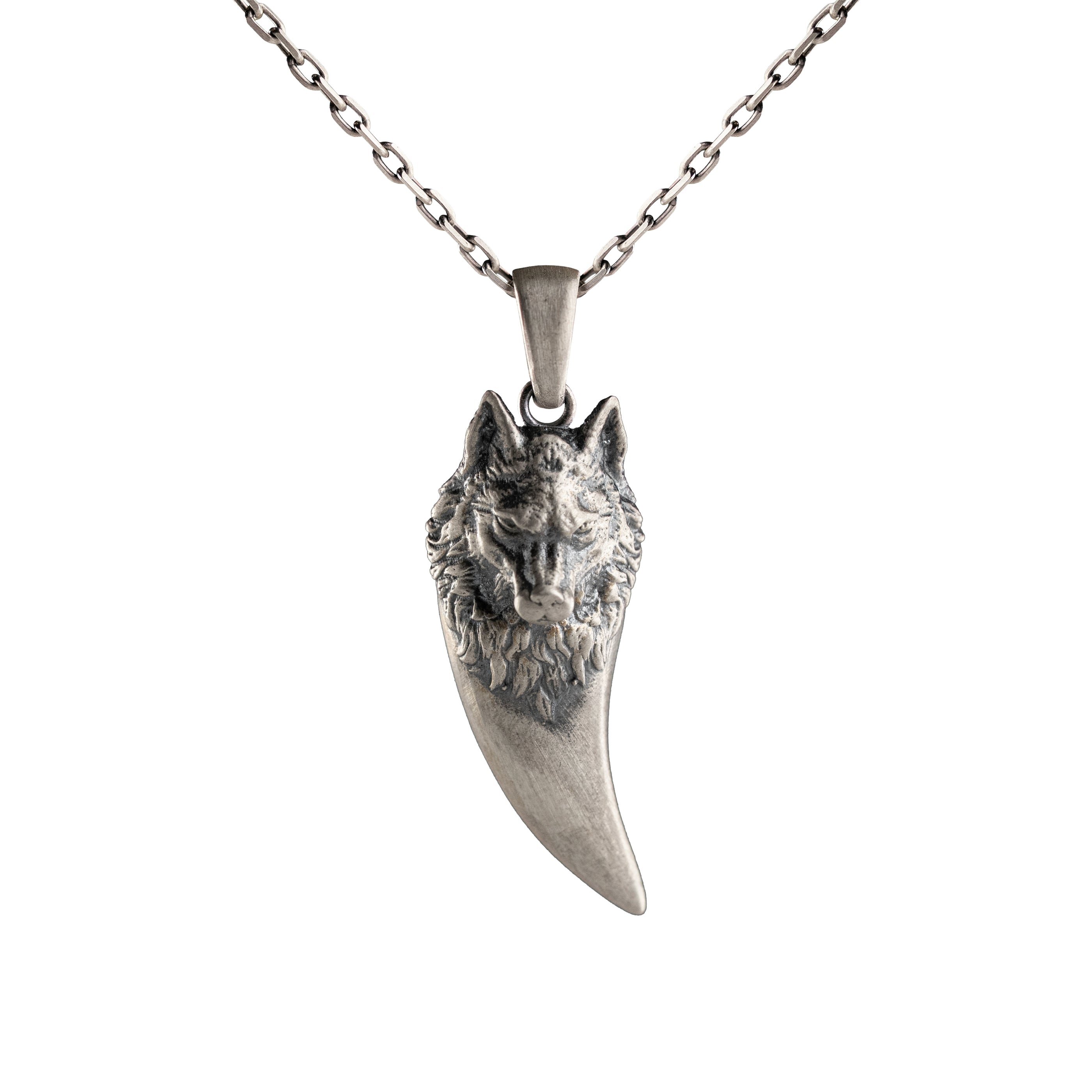 Viking Wolf Pendant Sterling Silver Necklace Nordic Amulet With Oxidized Finish